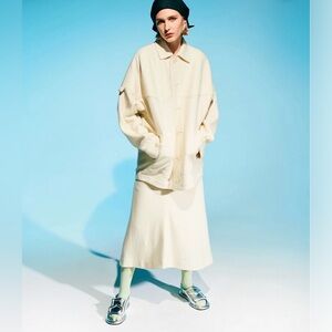 Tibi Boiled Wool Oversized Western Shirt Jacket